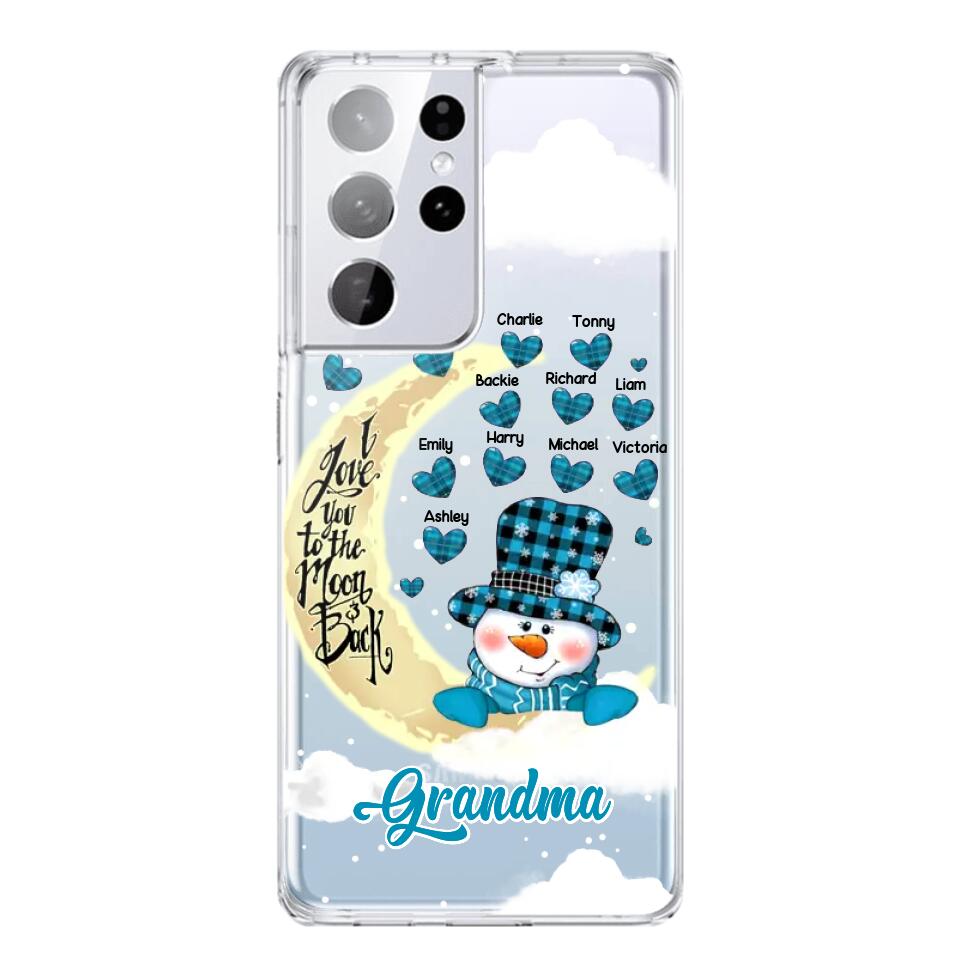 Personalized Grandma Snowman I Love You To The Moon And Back kid Name Heart Phonecase 3D Printed 23JAN-DT13