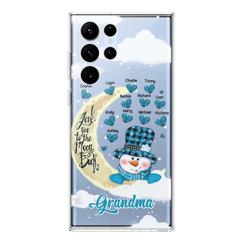 Personalized Grandma Snowman I Love You To The Moon And Back kid Name Heart Phonecase 3D Printed 23JAN-DT13