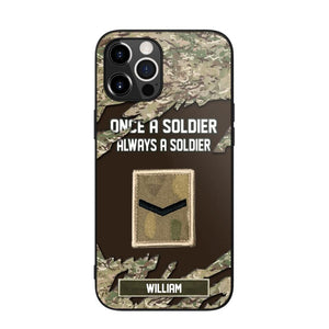 Personalized UK Soldier/ Veteran Once A Soldier Always A Soldier Phonecase 3D Printed QTHQ1701