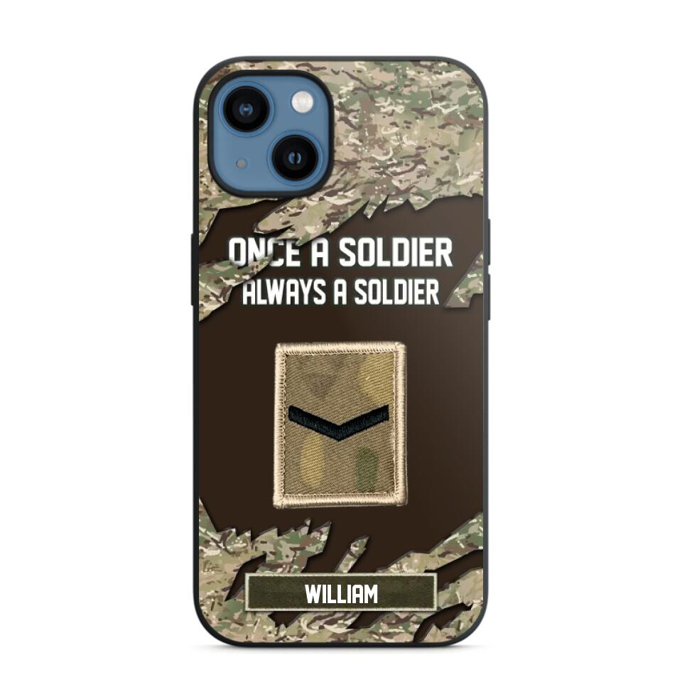 Personalized UK Soldier/ Veteran Once A Soldier Always A Soldier Phonecase 3D Printed QTHQ1701