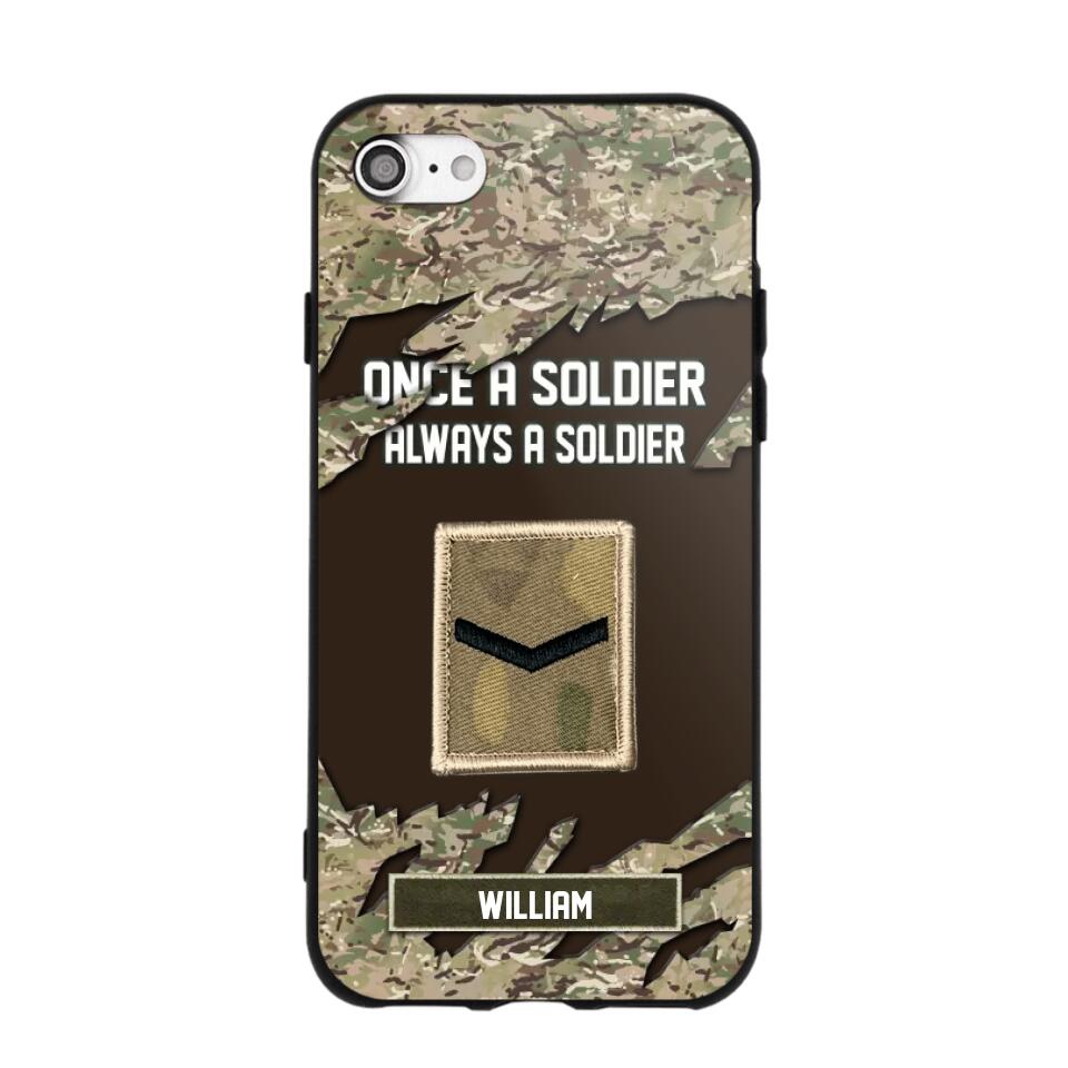 Personalized UK Soldier/ Veteran Once A Soldier Always A Soldier Phonecase 3D Printed QTHQ1701