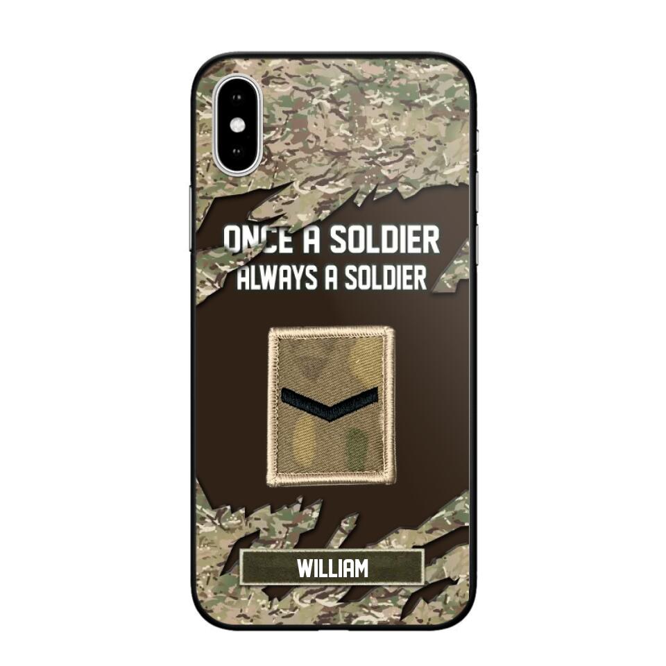 Personalized UK Soldier/ Veteran Once A Soldier Always A Soldier Phonecase 3D Printed QTHQ1701