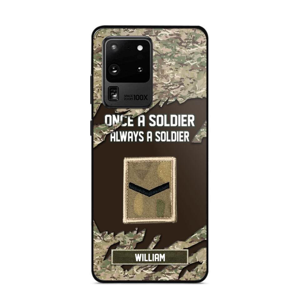 Personalized UK Soldier/ Veteran Once A Soldier Always A Soldier Phonecase 3D Printed QTHQ1701