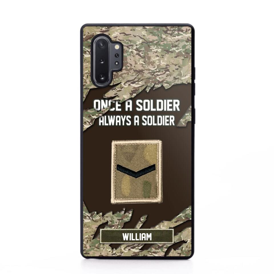 Personalized UK Soldier/ Veteran Once A Soldier Always A Soldier Phonecase 3D Printed QTHQ1701