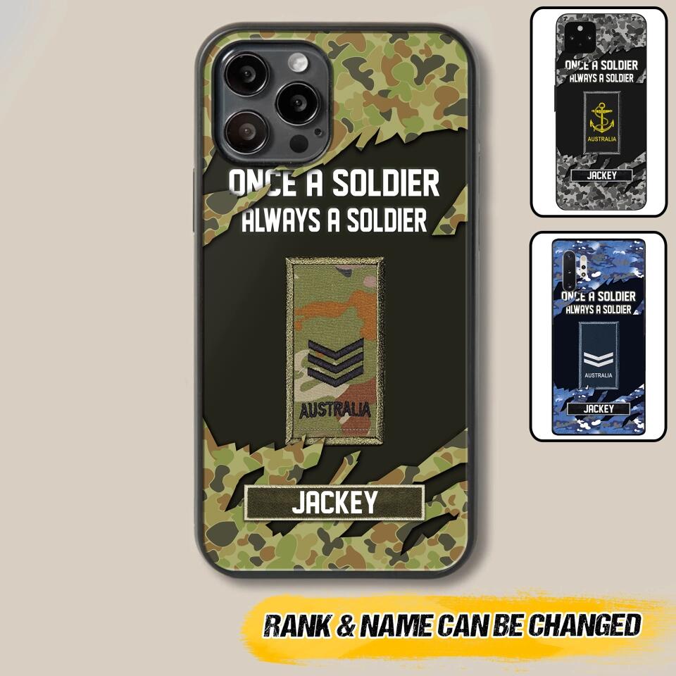 Personalized Australian Soldier/ Veteran Once A Soldier Always A Soldier Phonecase 3D Printed QTHQ1701