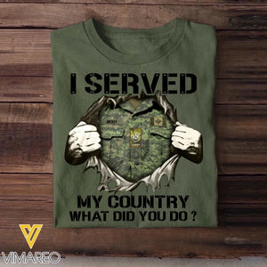 Personalized Canadian Soldier/ Veteran I Served My Country What Did You Do Printed Tshirts 23JAN-HQ18