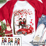 Personalized Red Car & Couple Valentine Gift Tshirt Printed 23JAN-VD29