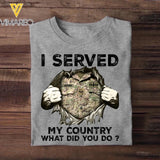 Personalized British Soldier/ Veteran I Served My Country What Did You Do Printed Tshirts 23JAN-HQ31