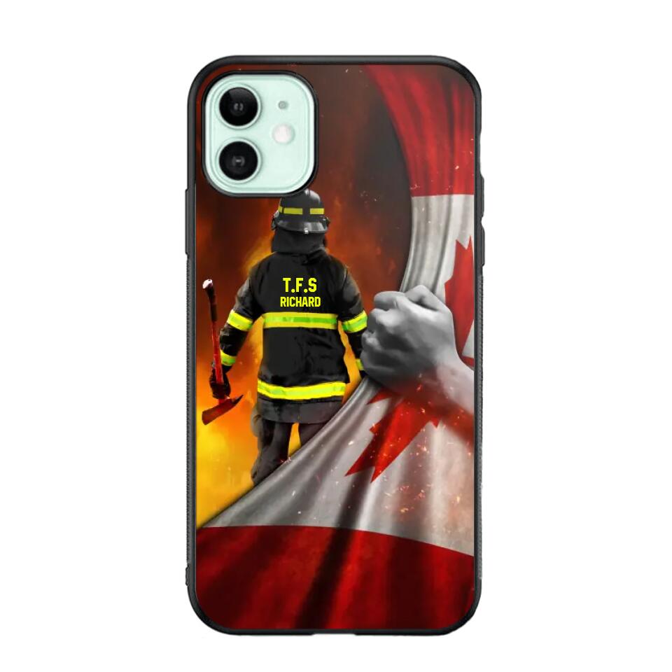 Personalized Canadian Firefighter Uniform Flag Phonecase Printed 23FEB-DT01