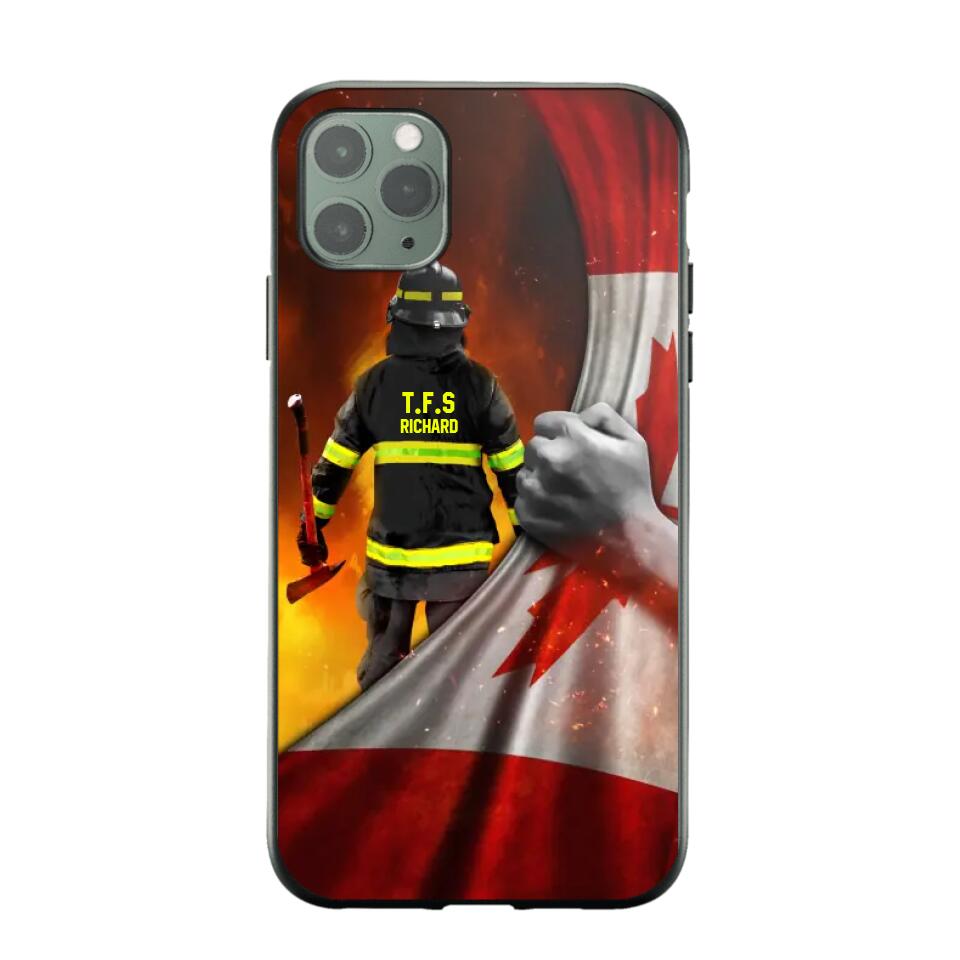 Personalized Canadian Firefighter Uniform Flag Phonecase Printed 23FEB-DT01