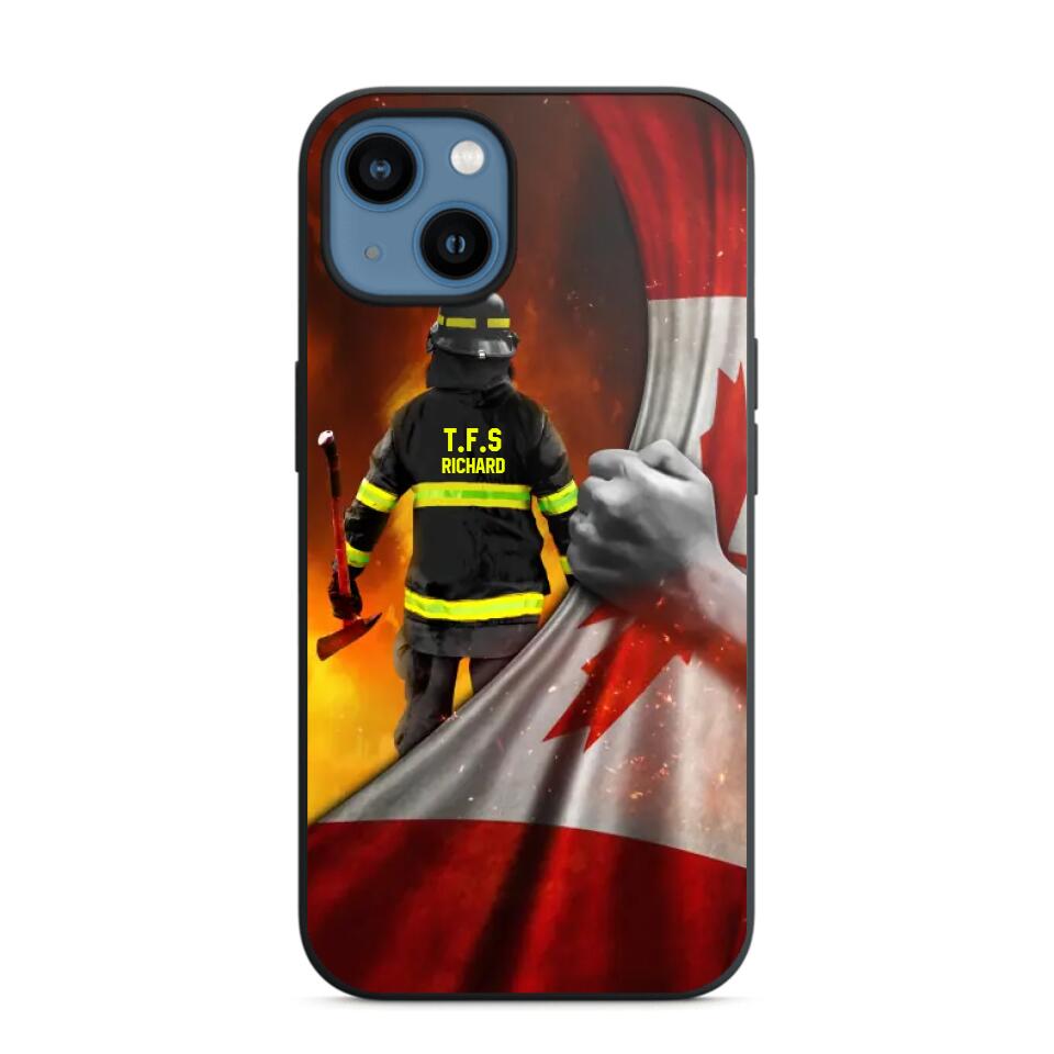 Personalized Canadian Firefighter Uniform Flag Phonecase Printed 23FEB-DT01