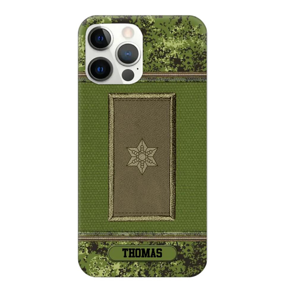 Personalized Danish Soldier/ Veteran Rank Camo Phonecase Printed 23FEB-DT03