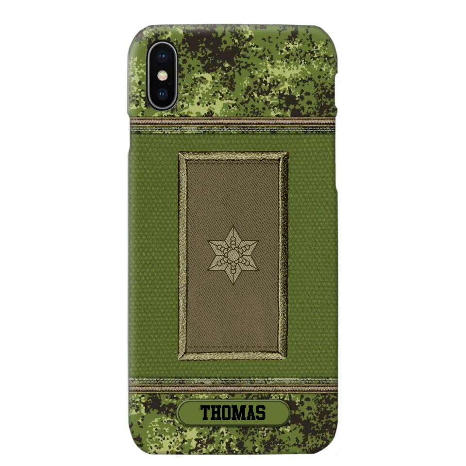 Personalized Danish Soldier/ Veteran Rank Camo Phonecase Printed 23FEB-DT03