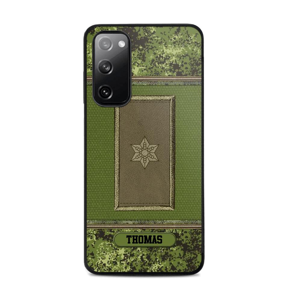 Personalized Danish Soldier/ Veteran Rank Camo Phonecase Printed 23FEB-DT03