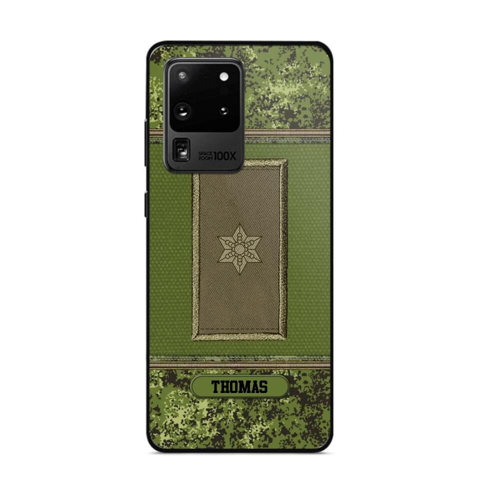 Personalized Danish Soldier/ Veteran Rank Camo Phonecase Printed 23FEB-DT03