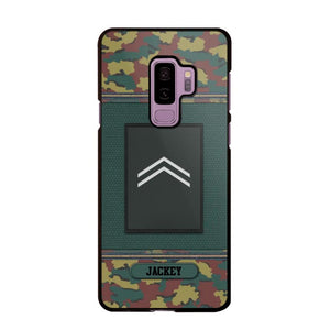 Personalized Belgium Soldier/ Veteran Rank Camo Phonecase Printed 23FEB-DT03