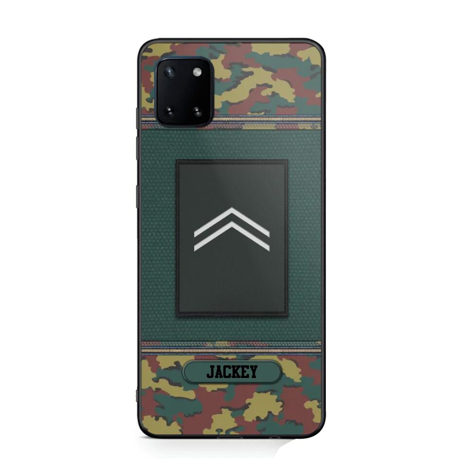 Personalized Belgium Soldier/ Veteran Rank Camo Phonecase Printed 23FEB-DT03