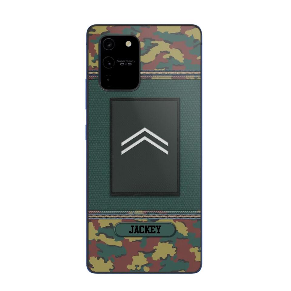 Personalized Belgium Soldier/ Veteran Rank Camo Phonecase Printed 23FEB-DT03