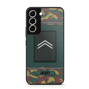 Personalized Belgium Soldier/ Veteran Rank Camo Phonecase Printed 23FEB-DT03