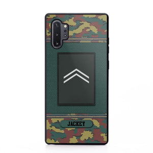 Personalized Belgium Soldier/ Veteran Rank Camo Phonecase Printed 23FEB-DT03