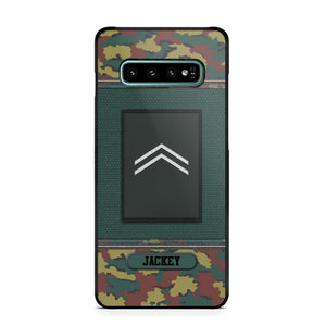 Personalized Belgium Soldier/ Veteran Rank Camo Phonecase Printed 23FEB-DT03