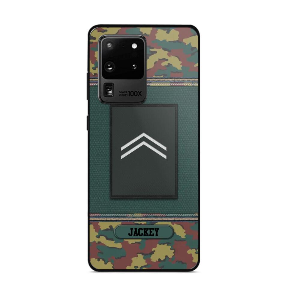 Personalized Belgium Soldier/ Veteran Rank Camo Phonecase Printed 23FEB-DT03