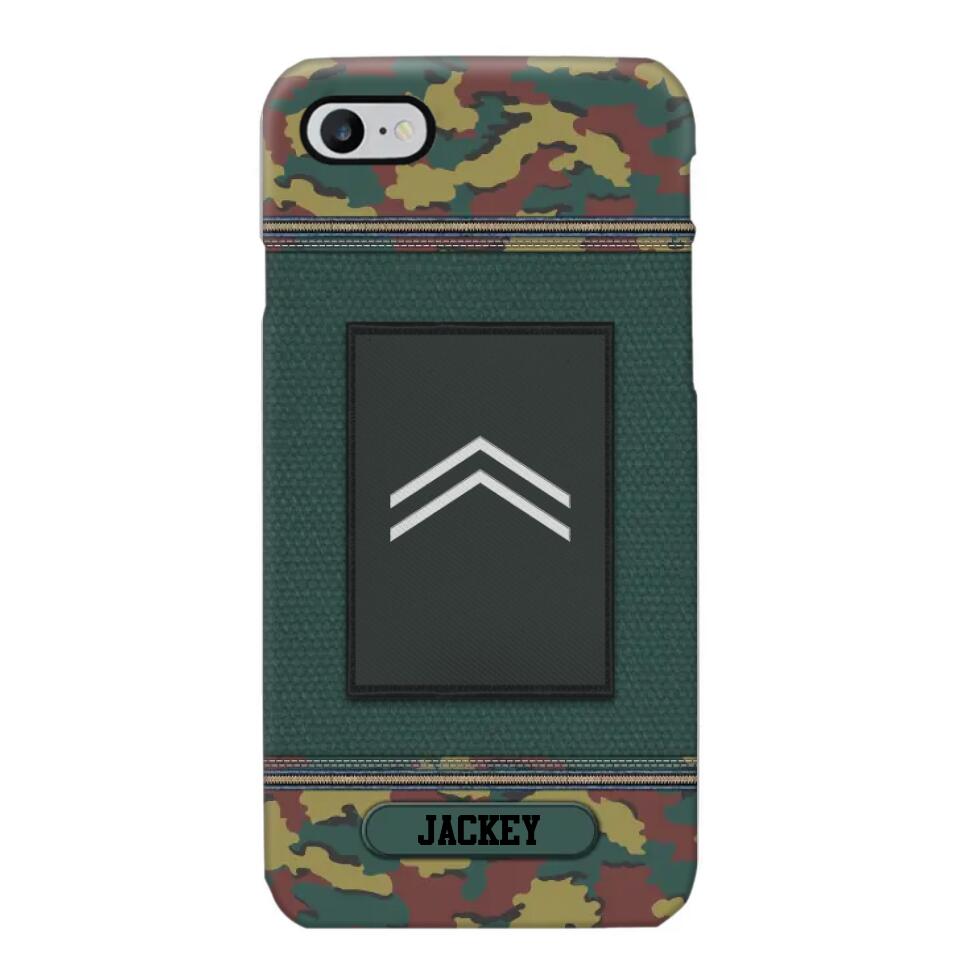 Personalized Belgium Soldier/ Veteran Rank Camo Phonecase Printed 23FEB-DT03