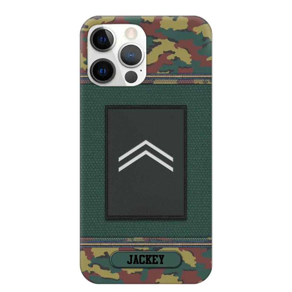 Personalized Belgium Soldier/ Veteran Rank Camo Phonecase Printed 23FEB-DT03