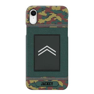 Personalized Belgium Soldier/ Veteran Rank Camo Phonecase Printed 23FEB-DT03