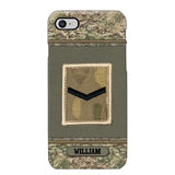 Personalized British Soldier/ Veteran Rank Camo Phonecase Printed 23FEB-DT03