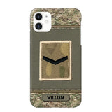 Personalized British Soldier/ Veteran Rank Camo Phonecase Printed 23FEB-DT03