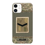 Personalized British Soldier/ Veteran Rank Camo Phonecase Printed 23FEB-DT03