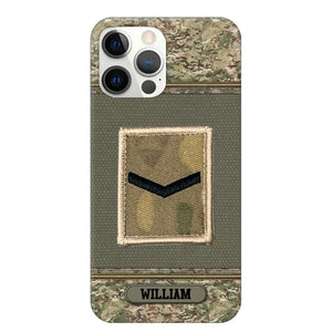 Personalized British Soldier/ Veteran Rank Camo Phonecase Printed 23FEB-DT03