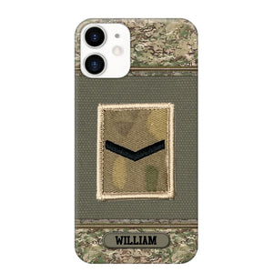 Personalized British Soldier/ Veteran Rank Camo Phonecase Printed 23FEB-DT03