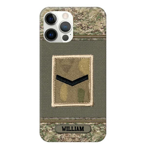 Personalized British Soldier/ Veteran Rank Camo Phonecase Printed 23FEB-DT03