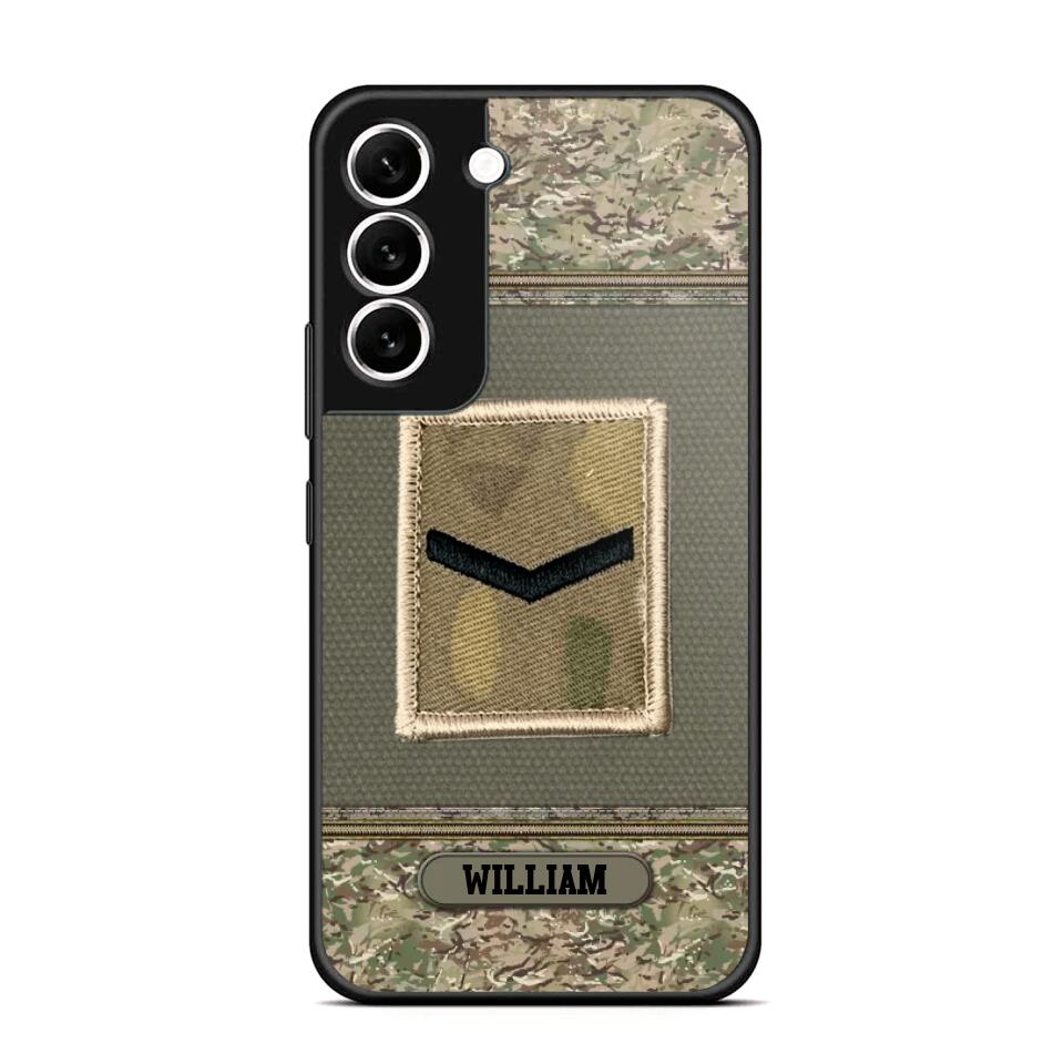 Personalized British Soldier/ Veteran Rank Camo Phonecase Printed 23FEB-DT03