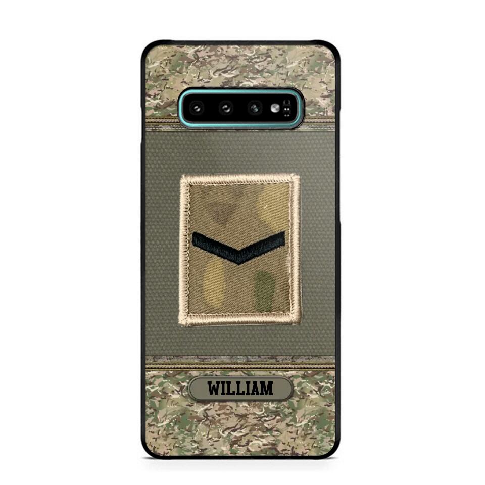 Personalized British Soldier/ Veteran Rank Camo Phonecase Printed 23FEB-DT03