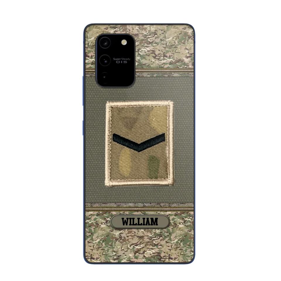 Personalized British Soldier/ Veteran Rank Camo Phonecase Printed 23FEB-DT03