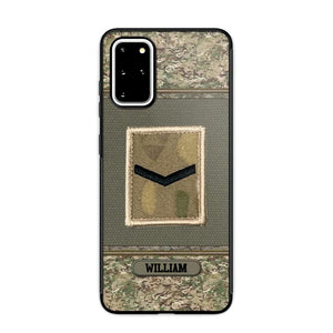 Personalized British Soldier/ Veteran Rank Camo Phonecase Printed 23FEB-DT03