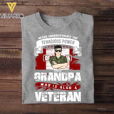 Personalized Never Underestimate The Tenagious Power Grandpa Who is Also A Veteran Canadian Soldier/Veteran Rank Camo Printed Tshirts QTVD0402