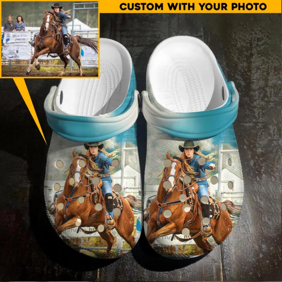 Personalized Your Horse Riding Image Clog Slipper Shoes Printed 23FEB-HQ06