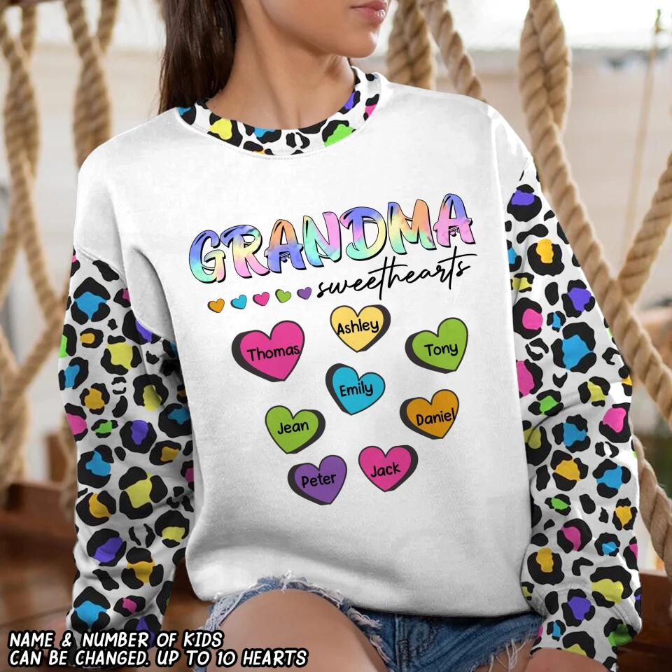 Personalized Grandma Sweethearts & Kid's Name Printed Sweatshirt PNDT0802