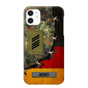 Personalized German Soldier/ Veteran Rank Camo Flag Phonecase Printed 23FEB-DT09