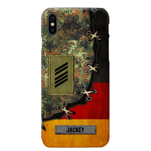 Personalized German Soldier/ Veteran Rank Camo Flag Phonecase Printed 23FEB-DT09