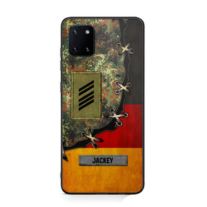 Personalized German Soldier/ Veteran Rank Camo Flag Phonecase Printed 23FEB-DT09