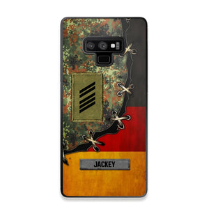 Personalized German Soldier/ Veteran Rank Camo Flag Phonecase Printed 23FEB-DT09