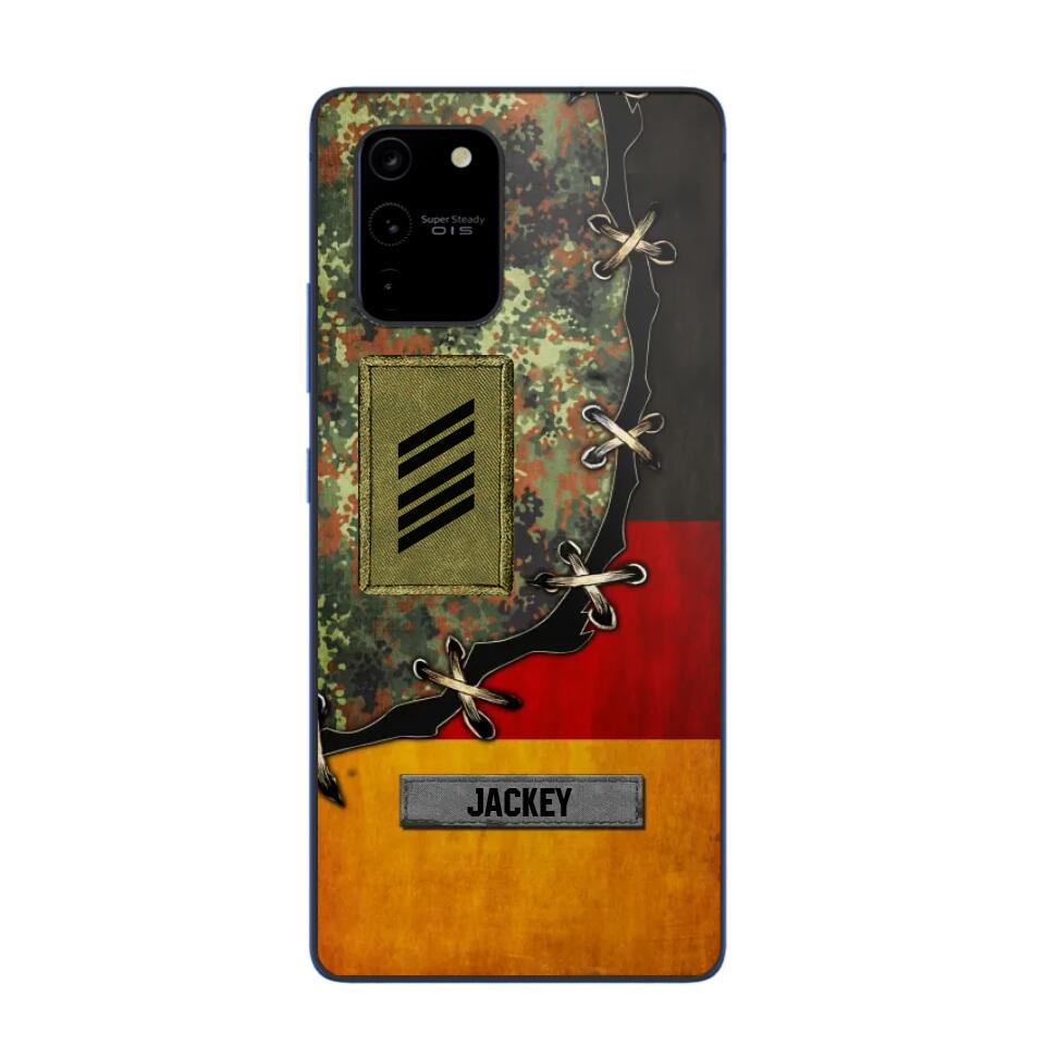 Personalized German Soldier/ Veteran Rank Camo Flag Phonecase Printed 23FEB-DT09