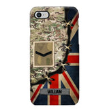 Personalized UK Soldier/ Veteran Rank Camo Flag Phonecase Printed 23FEB-DT09