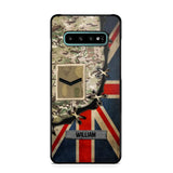 Personalized UK Soldier/ Veteran Rank Camo Flag Phonecase Printed 23FEB-DT09