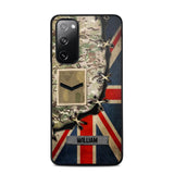 Personalized UK Soldier/ Veteran Rank Camo Flag Phonecase Printed 23FEB-DT09